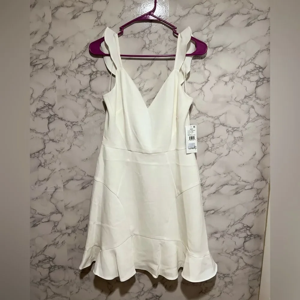 Aidan Mattox IVORY Crepe Cocktail Dress